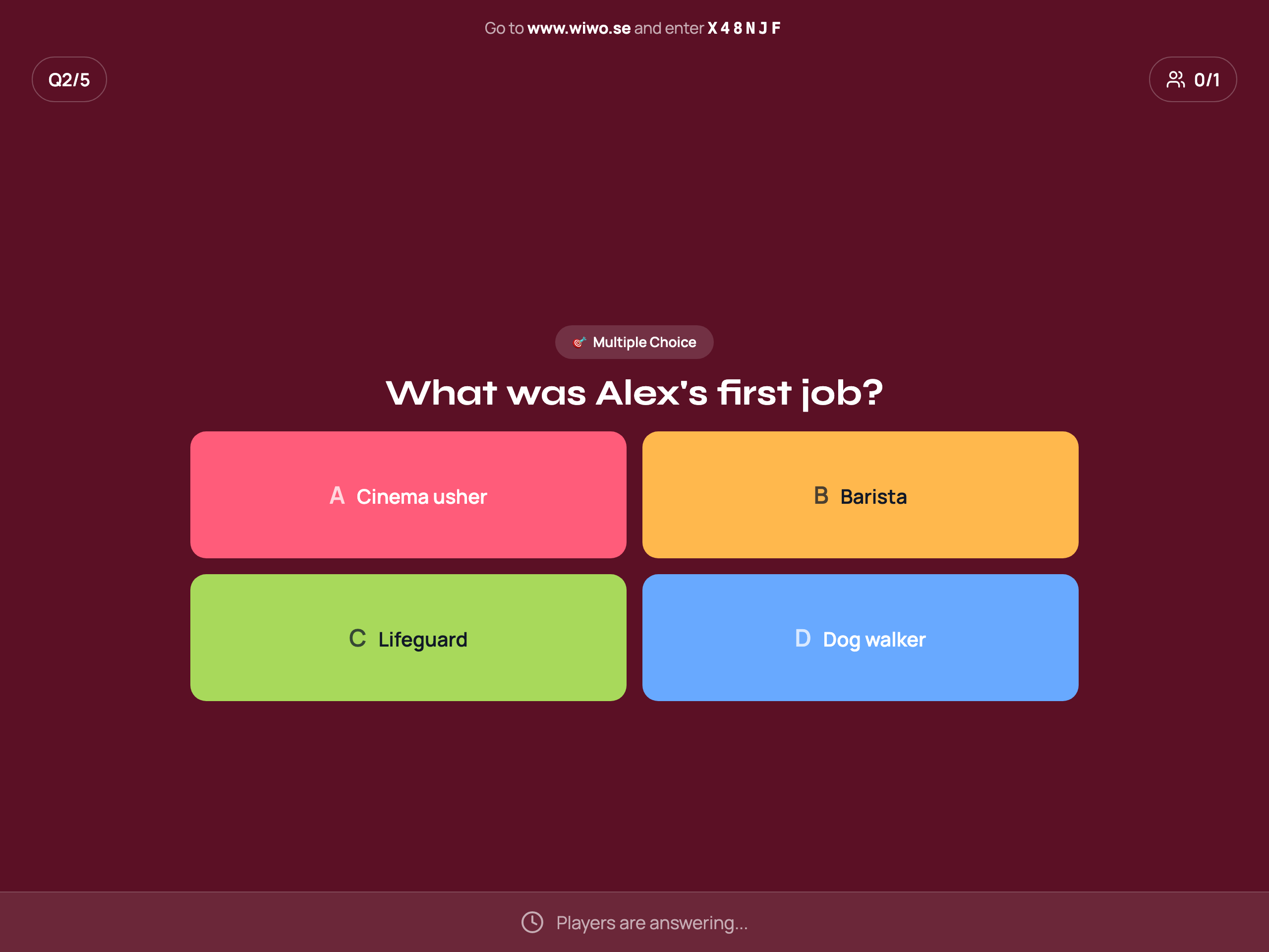 Styled quiz question in a custom theme