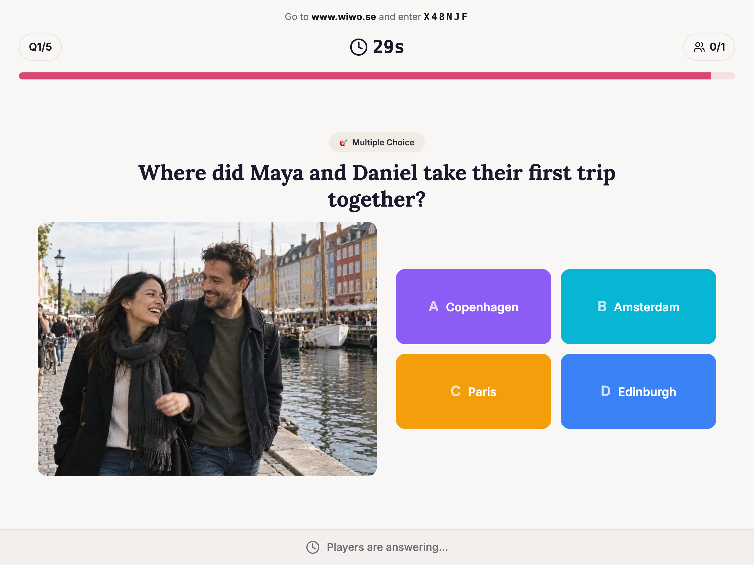 Question template selection inside the quiz editor
